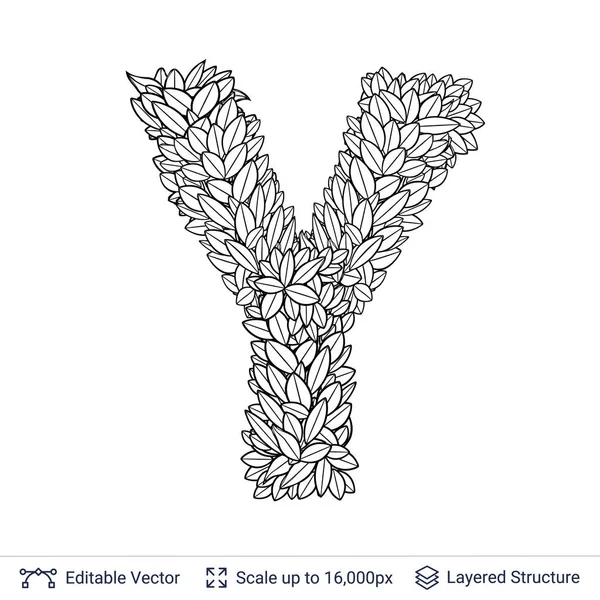 Letter Y symbol of white leaves. — Stock Vector