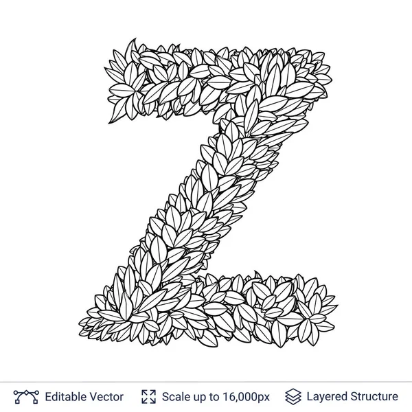Letter Z symbol of white leaves. — Stock Vector