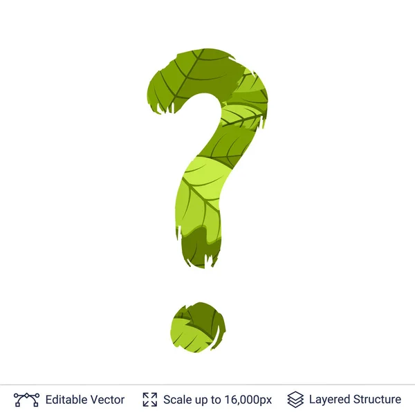 Printemps vert feuilles lumineuses signe d'interrogation . — Image vectorielle