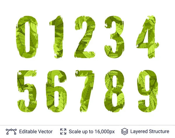 Spring green bright numbers set. — Stock Vector