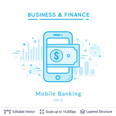 Beyaz smartphone ve banknot semboller.