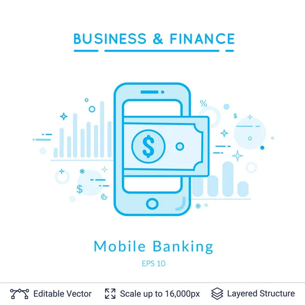 Smartphone und Banknotensymbole auf weiß. — Stockvektor