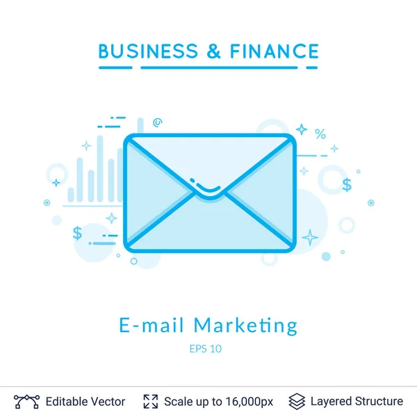 Símbolo de email marketing en blanco . — Archivo Imágenes Vectoriales