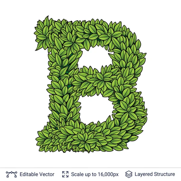 Buchstabe b Symbol der grünen Blätter. — Stockvektor