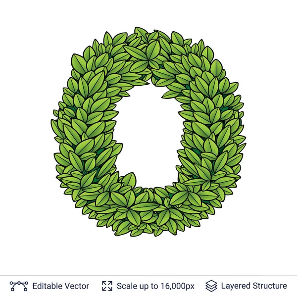 Letter O symbol of green leaves. — Stock Vector