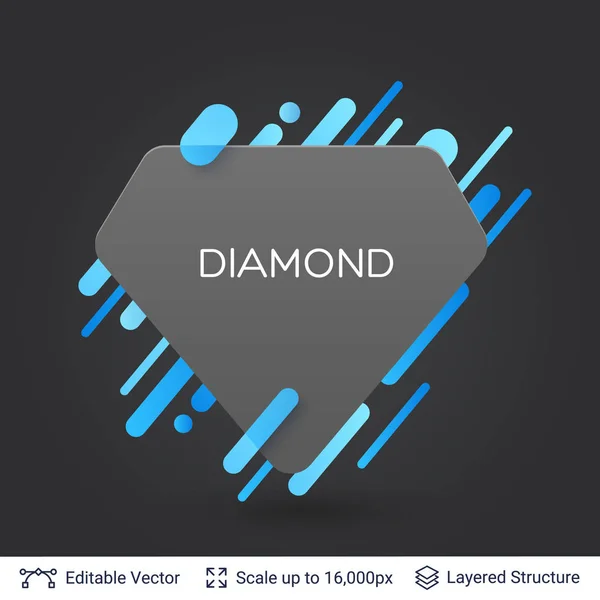 Svart badge diamond klistermärke. — Stock vektor