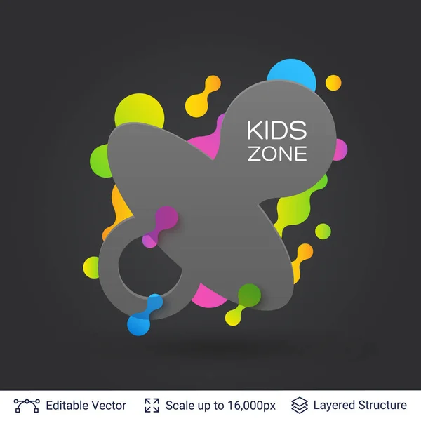 Adesivo distintivo nero Kids Zone . — Vettoriale Stock