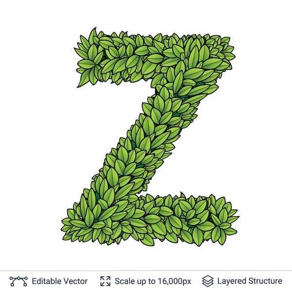Letter Z symbol of green leaves. — Stock Vector