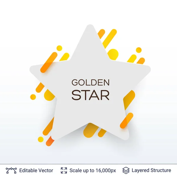Vit bricka-stjärnan som formas klistermärke. — Stock vektor