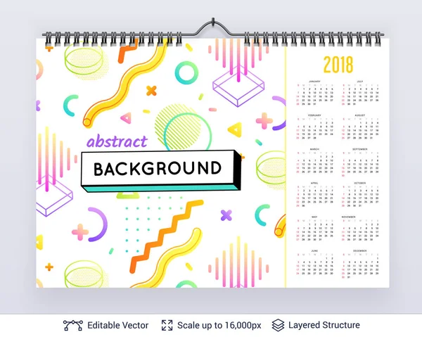 Calendário de planejamento inglês . — Vetor de Stock