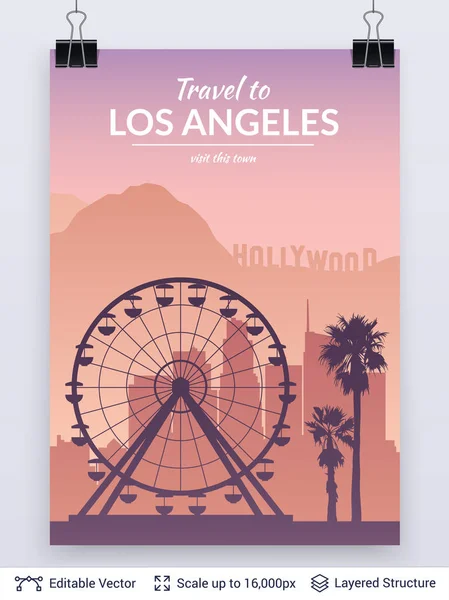 Los Angeles beroemde stad scape. — Stockvector