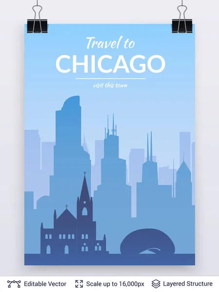 Chicago beroemde stad scape. — Stockvector