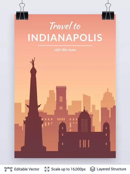 Indianapolis beroemde stad scape. — Stockvector