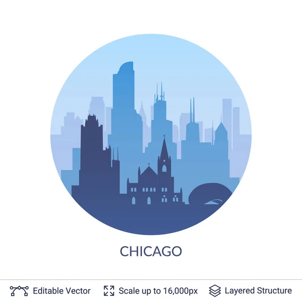 Chicago berühmte Stadtlandschaft. — Stockvektor