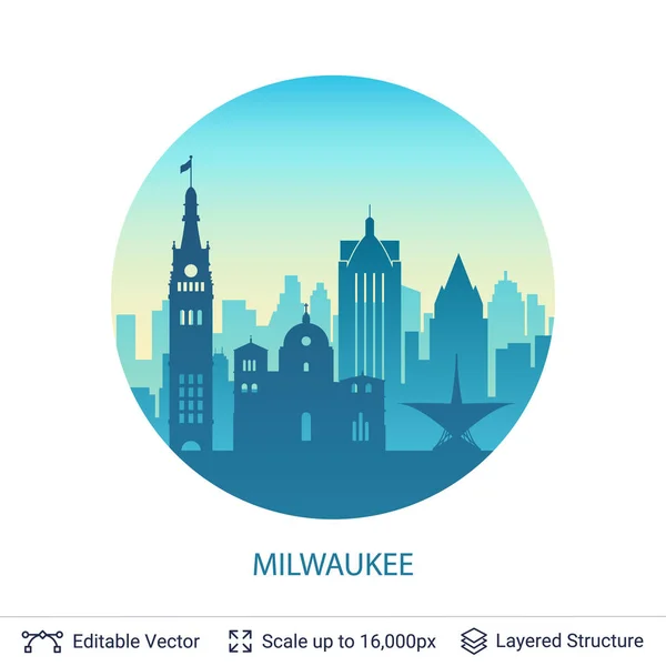 Milwaukee berühmtes Stadtbild. — Stockvektor