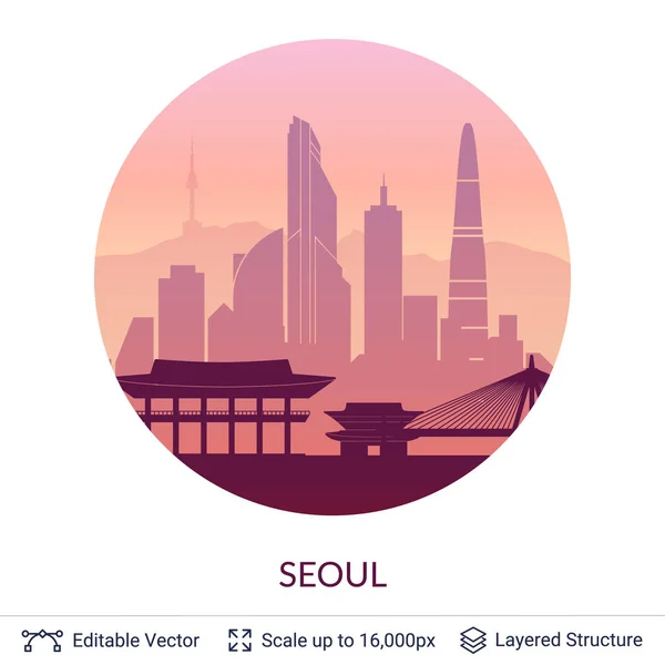 Seoul berühmtes Stadtbild. — Stockvektor