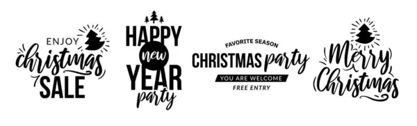 Set of Christmas and New Year text labels. — Stock Vector