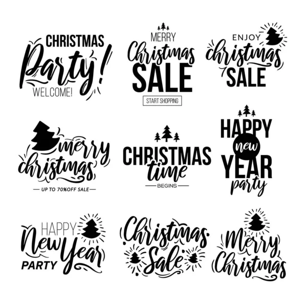 Set of Christmas and New Year text labels. — Stock Vector