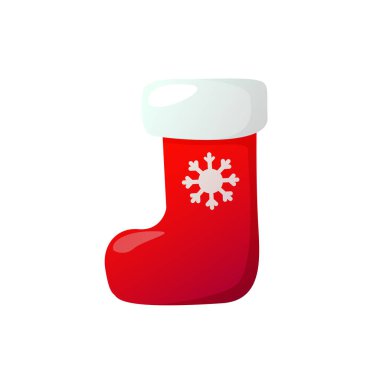 Geleneksel dekoratif kırmızı çorap beyaza izole edilmiş..