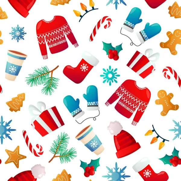 Winter holiday seamless pattern. — Stock Vector