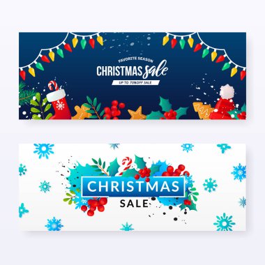 Kış mevsimsel indirimli reklam pankartları..