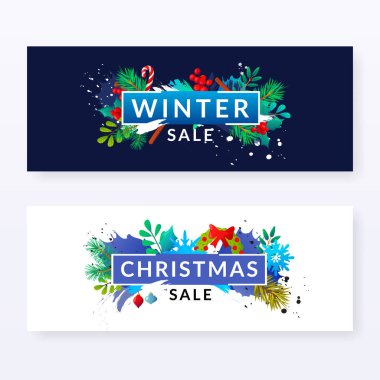 Kış mevsimsel indirimli reklam pankartları..