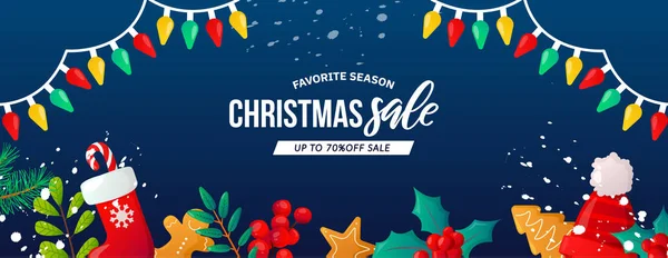 Christmas holidays seasonal sale ad vector banner. — Stock Vector