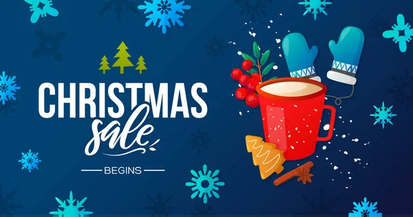 Christmas holidays seasonal sale ad vector banner. — Stock Vector