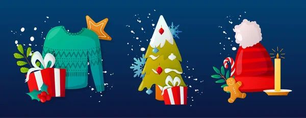 Set de elementos de diseño vectorial estacional de Navidad . — Vector de stock