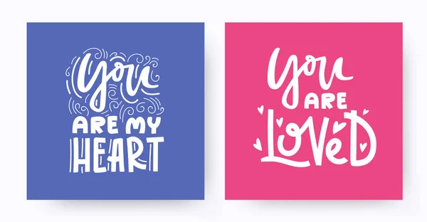 Saint Valentines Day Romantic text labels set. — Stock Vector