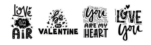 Saint Valentine Day Romantic text labels set. — 스톡 벡터