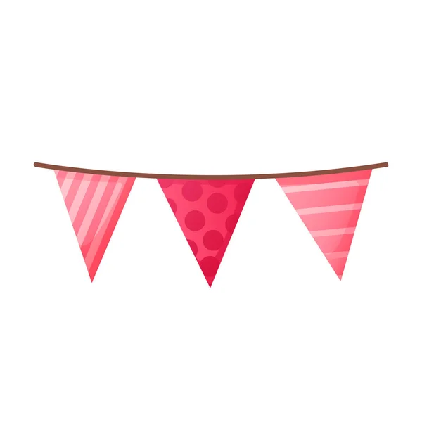 Dekorative Girlande aus rosa Flaggen mit Mustern. — Stockvektor