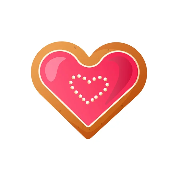 Sint Valentijnsdag Heart Shaped Cookie. — Stockvector