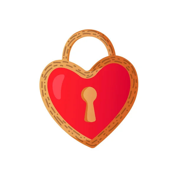 Saint Valentines Day Heart Shaped Lock. — ストックベクタ