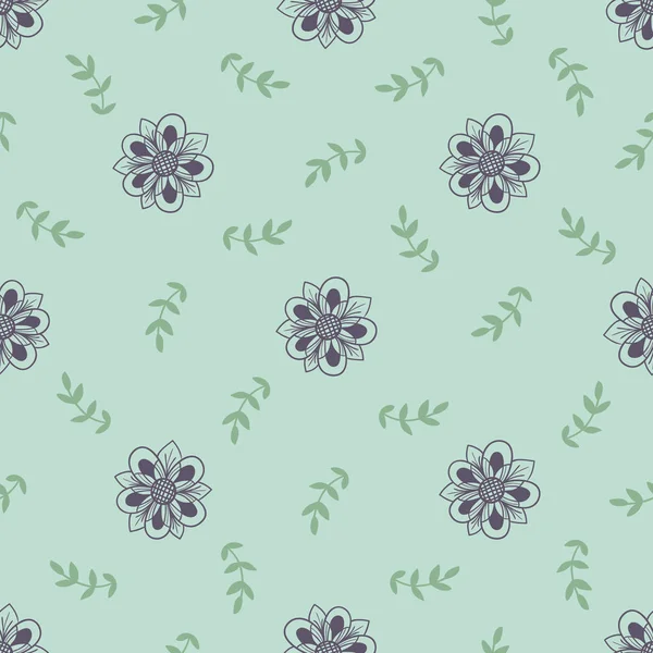 Graphic flowers and leaves seamless pattern. — 스톡 벡터