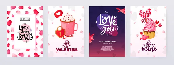 Set of Saint Valentines Day backgrounds. — Stock Vector