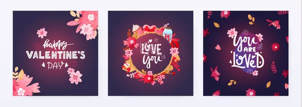 Set of Saint Valentines Day backgrounds. — Stock Vector