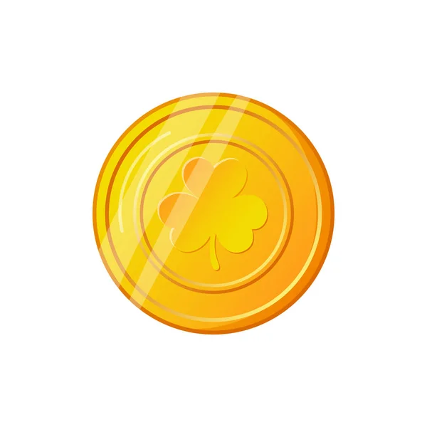 Golden fairy leprechaun coin isolated on white. — Stock Vector