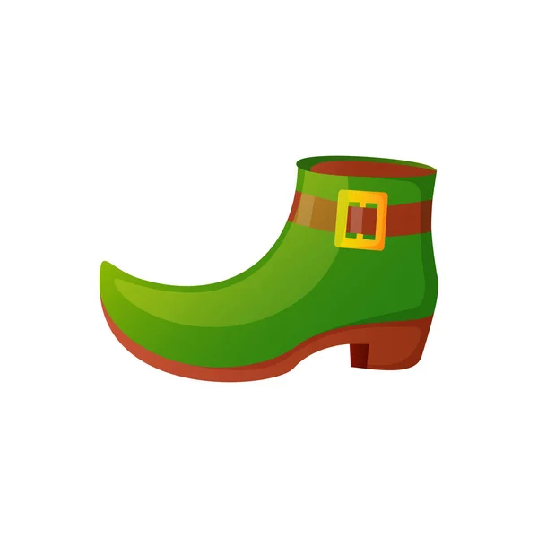 Zapato duende hada verde aislado en blanco . — Vector de stock