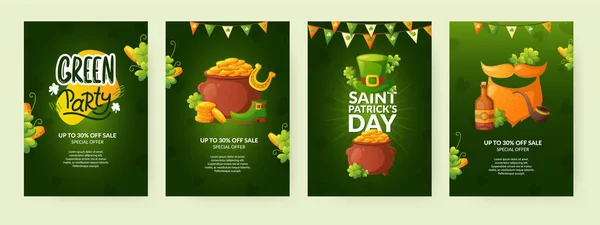 Conjunto de desenhos de cartaz para o dia de St. Patricks . — Vetor de Stock