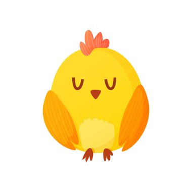 Sarı tavuk çizgi filmindeki kuş beyazı izole etti..