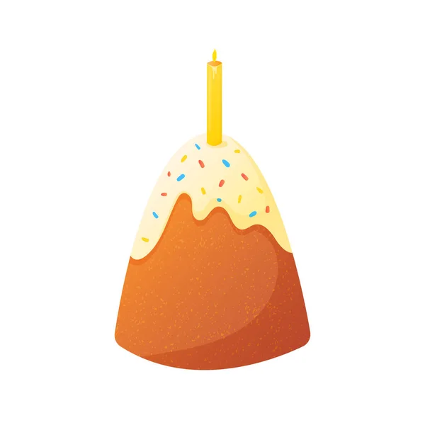 Великодній святковий торт з глазур'ю та свічкою . — стоковий вектор
