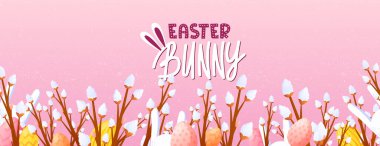 Yumuşak söğüt ve metin Paskalya tatili arka planı.