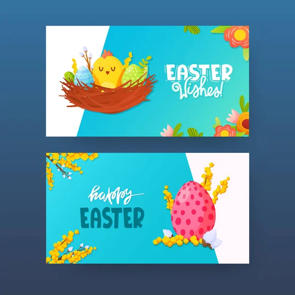 Conjunto de decorativos fondos de vacaciones de Pascua . — Vector de stock