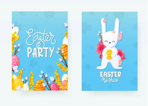 Bir dizi dekoratif Paskalya tatili reklamı.. — Stok Vektör