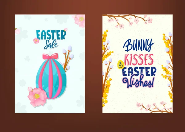 Bir dizi dekoratif Paskalya tatili reklamı.. — Stok Vektör
