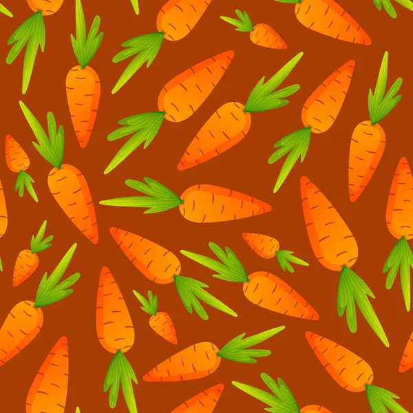 Bright orange carrots vegetables seamless pattern. — Stock Vector