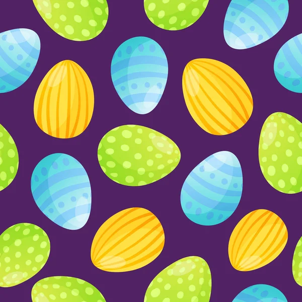 Easter holiday color eggs seamless pattern. — Stock Vector