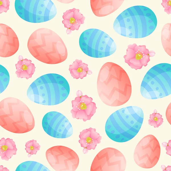 Easter holiday color eggs seamless pattern. — Stock Vector