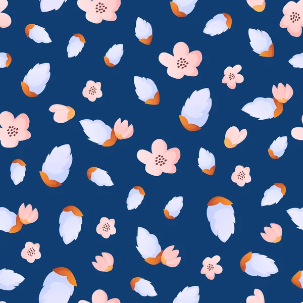 ピンクの庭の木の花のシームレスパターン. — ストックベクタ